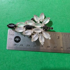 Vintage Juliana DeLizza & Elster White and Black Frosted Satin Rhinestone Brooch