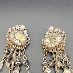 Vintage Art Deco Style Hollywood Glam Crystal Beaded Dangle Drop Earrings