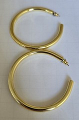 Vintage 80’s NOS Gold Tone High Quality Large Hoops Pierced Earrings Brand New