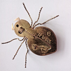 Vintage Spider Brooch Amber Color Resin. Made in the USSR