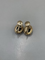 Vintage 1/20 12K GOLD FILLED Smoky Quartz Oval Stud Screwback 0.4” Earrings