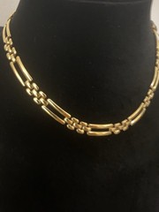 Monet 16 Inch Choker Multiple Gold Tone Links Necklace Fold Over Clasp Closure