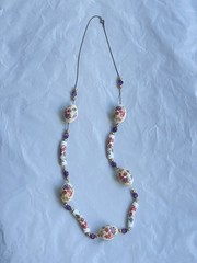 Vintage 13 Inch Colorful Polymer Clay Beaded Floral Necklace