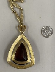 Vintage EDLEE TOPAZ GLASS Statement Piece Necklace Pendant 1949-1960’s SIGNED