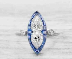 Art Deco Style Lab Created Diamond Engagement Anniversary 14K White Gold FN Ring