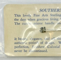 Vintage STERLING SILVER Spoon Pin Brooch Fine Arts SOUTHERN COLONIAL NOS MINT