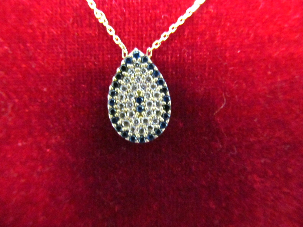 EHI 15″ STERLING SILVER GOLD WASH CHAIN NECKLACE W TEARDROP PENDANT X