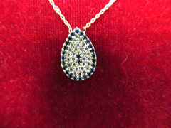 EHI 15″ STERLING SILVER GOLD WASH CHAIN NECKLACE W TEARDROP PENDANT X