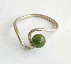 Vintage Ring natural nephritis stone Cupronickel Beautiful Women Jewelry siz 8.5