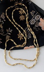 BEAUTIFUL VINTAGE GOLD PLATED TWISTED ROPE CHAIN 55″ SINGLE STRAND NECKLACE