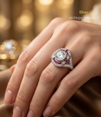 Art Deco Style 3.5CT Lab Created Diamond Vintage Filigree Ring 14K White Gold FN