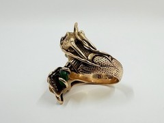 Antique Victorian 14K Gold Jade & Diamond Chinese Dragon Bypass Ring by Nosey
