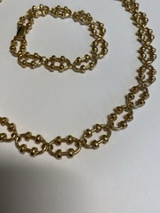 Vintage Avon Gold Link Barbell Necklace & Bracelet Set 16.5” and 7” EUC