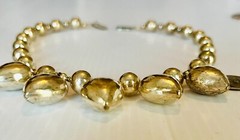 Vintage 1980s Puffy Hearts Beaded Station Silver Tone 16″ Necklace
