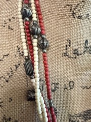 Vintage Silver Tone Ribbed Bead Necklace Chunky Boho Southwest Style