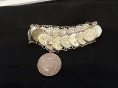 # 654- VINTAGE MEXICO COIN BRACELET-21 REAL COINS