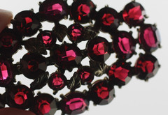 Vintage reddish purple Czech glass 1930’s large silver & gold tone pin brooch