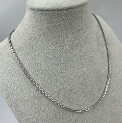 Vintage Sterling Silver Rectangular Block Link Chain Necklace 18″ 15.9g 2.5mm