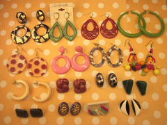 VTG 2 Mod Retro Earring Lot-16 Pr Pierced-Halloween-Theatrical-Dress-Up-Fun!