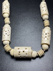 Vintage Faux Bone Bead Necklace – Tribal Ethnic Statement Jewelry