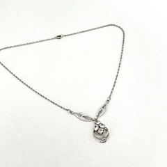 Vintage Sorrento Designer Signed 925 Sterling Silver Clear Crystal Drop Necklace