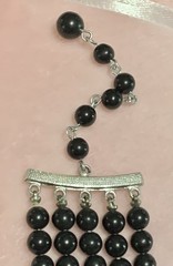 Vintage Signed Japan 1950’s-1970’s Multi Strand Black Lucite Choker Necklace