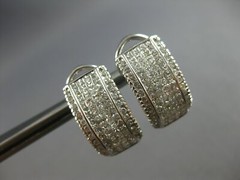 LARGE 1.52CT DIAMOND 14K WHITE GOLD 3D ROUND & PRINCESS CLIP ON HANGING EARRINGS