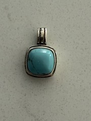 A Simple Square Turquoise Pendant Sterling silver New 0.5” X0.5” Mexico