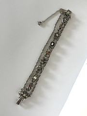 Judy Lee 3 Strand Goldette Slide Bracelet Victorian Revival Silver Tone 7″ Vtg