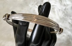 Sterling Silver Modernist Wire Bangle Adjustable Wrap Tension Bracelet 8.5”