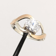 Vintage Luxury RING Silver 925 with Gold Inlay 375 -size: 7.5US (17.5mm)| UA #21