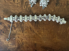 Vintage Weiss Rhinestone Silver Bracelet & Matching Earrings Statement Set