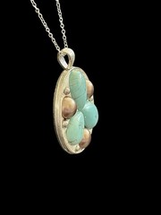 Vintage Silver Tone & Faux Turquoise Pendant Necklace~1990s Boho