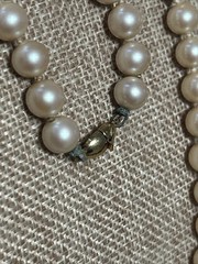 Vintage 90s MONET Signed classic Simulated pearl Necklace VTG 23” ~5mm Gold Tone