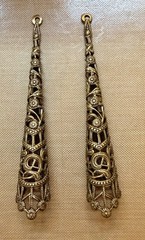 Vintage Antiqued Brass Filigree Chandelier Earring Drops 75mm Large Openwork Con