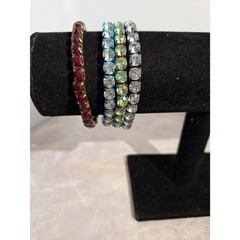 Rhinestone Stretch Bracelets Lot of 4 Colorful Crystal Bracelets Stackable