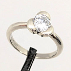 Vintage Elegant RING Silver 925 with Bright Stone -size: 6.5US (16.7mm)| UA #126