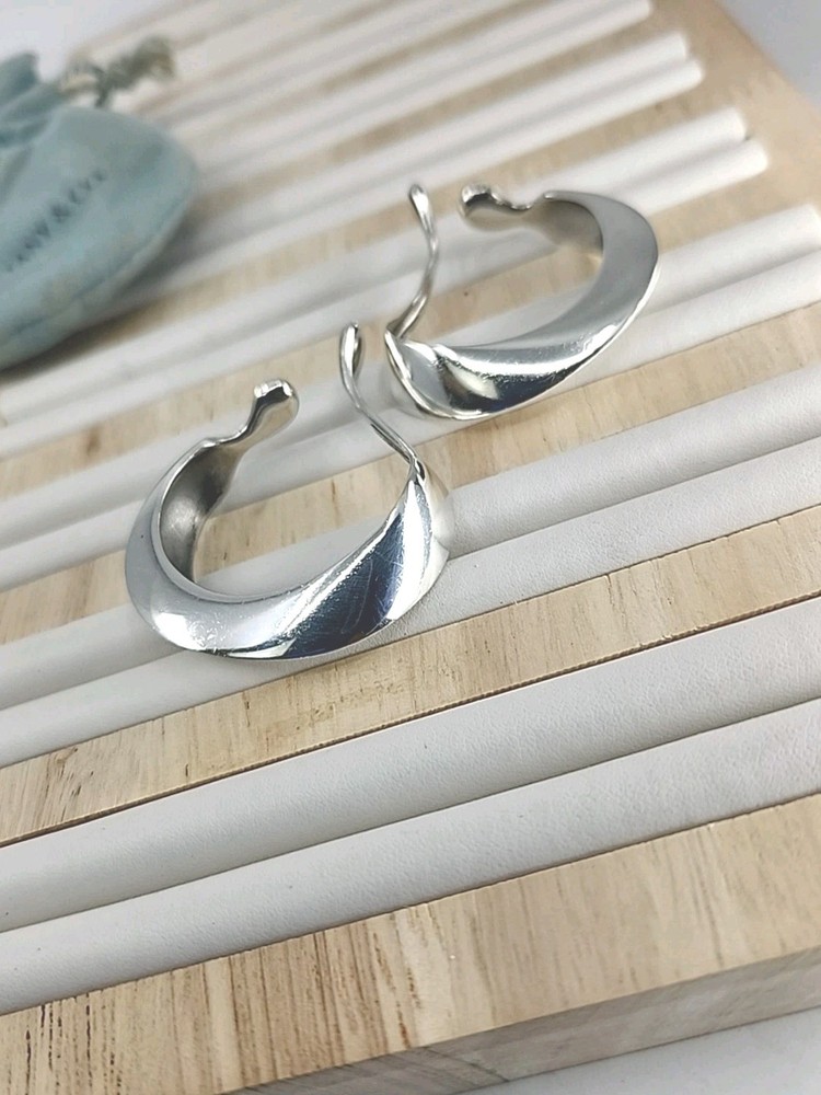 Vintage Elsa Peretti Tiffany & Co Sterling Silver Halston Era Hoop Earrings Rare