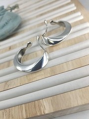 Vintage Elsa Peretti Tiffany & Co Sterling Silver Halston Era Hoop Earrings Rare