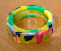 SIGNED SHULTZ BAKELITE BRACELET BANGLE NEW PINK PURPLE BLUE GREEN YELLOW OCTAGON