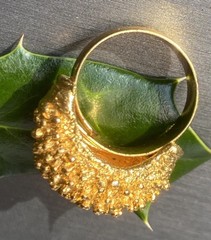 Vintage Cocktail Ring Estate Jewelry Pre-owned Sea Urchin Dome Gold Plated Sz 7