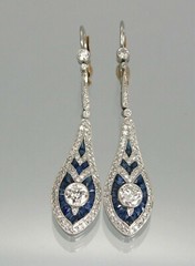 4Ct Vintage Art Deco Style Diamond Drop Dangle Wedding Milgrain Silver Earrings