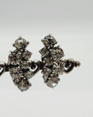 Crystal Earrings Cluster Silver Tone Clip Vintage 1 in #A