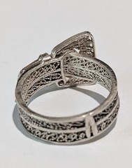 Vintage 800 Sterling Silver Ornate Filigree Buckle Style Size 8.25 Ring