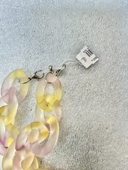 Lucite Lavender Yellow Frosted Chunk Chain Link 26” Necklace NWT