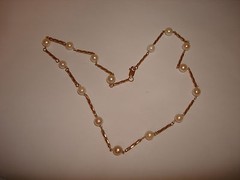 Vintage 6.2mm Round Beaded Pearl 16.5″ Necklace Choker 14kt Yellow Wire Gold