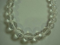 GRAZIANO LUCITE BEAD NECKLACE ~ LARGE FACETED CLEAR BEADS ~ 23″