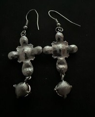 NWT Vintage Erica Lyons Red Rhinestone Chandelier Crosses French Wire Earrings