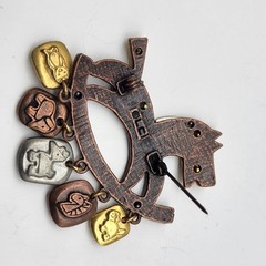 Vintage Mixed Metal Rocking Horse Los Animales Charm Pin Brooch LC Liz Claiborne