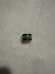 925 Sterling Silver Ring Blue Turquoise Size 7 Made In Israel, Weighs 1.13 grams